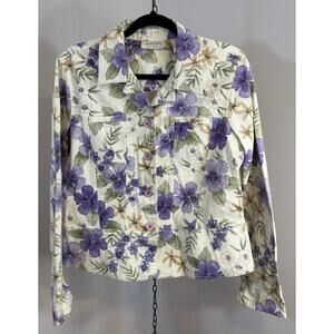 Lemon Grass Studio Floral Blazer Jacket Button Up Womens Large Cottagecore